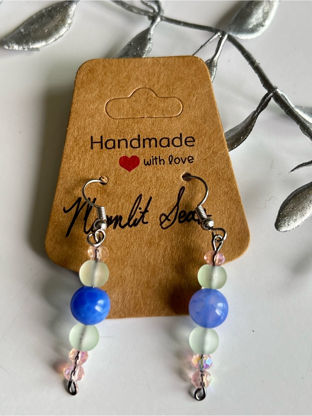Handmade Blue Beaded Drop Earrings – Ocean Inspired / Colorful